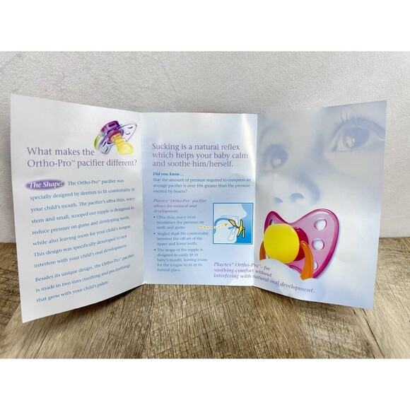 Vintage Playtex Latex Ortho-Pro Pacifier Binky Lot Of 2 Blue Green Yellow NEW - Picture 5 of 7